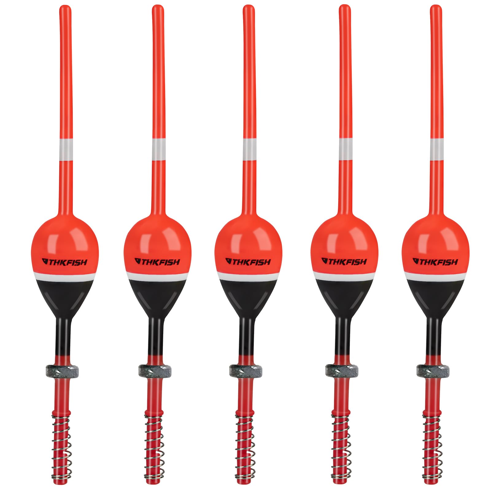 THKFISH Fishing Floats Fishing Bobbers Balsa Wood Floats Spring Bobbers Slip Bobbers for Crappie Panfish Walleyes 2.54cm*1.78cm*15.24cm 5pcs Red