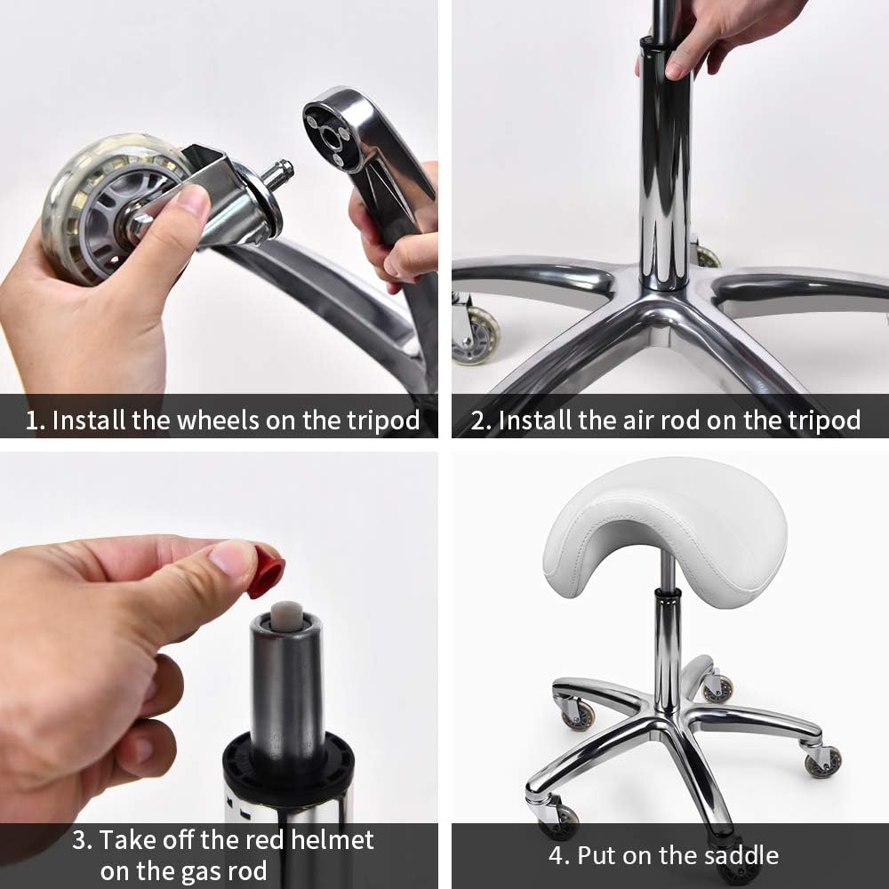 Professional Salon Spa Saddle Chair and Rolling Saddle Stool. The Saddle Salon Chair Has Wheels, Luxurious Cushion and a Solid Metal Skeleton.: Kitchen & Dining