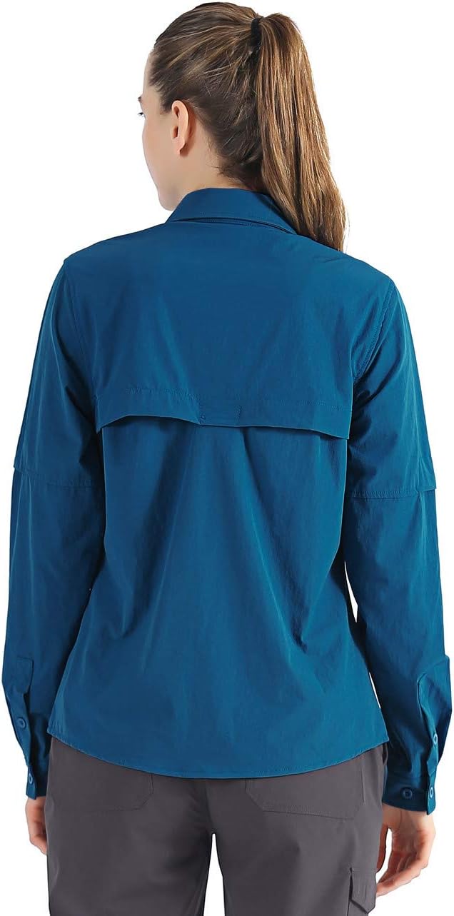 Nonwe Women's Camping Shirts Roll-Up Long Sleeve Quick Dry: Clothing