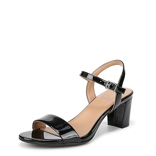 Naturalizer Womens Bristol Ankle Strap Block Heel Dress Sandal Black Patent 5.5 M