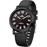 NBONAL Nurse Watch for Medical Doctor Professionals Student Easy Read Dial with Luminous 24 Hours Red Second Soft Silicone Band 30M Waterproof