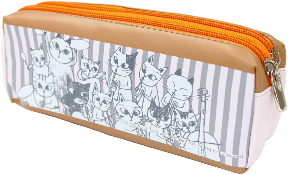Shinzi Katoh W zipper Pouch Cat orchestra WZP1003, Multicolor