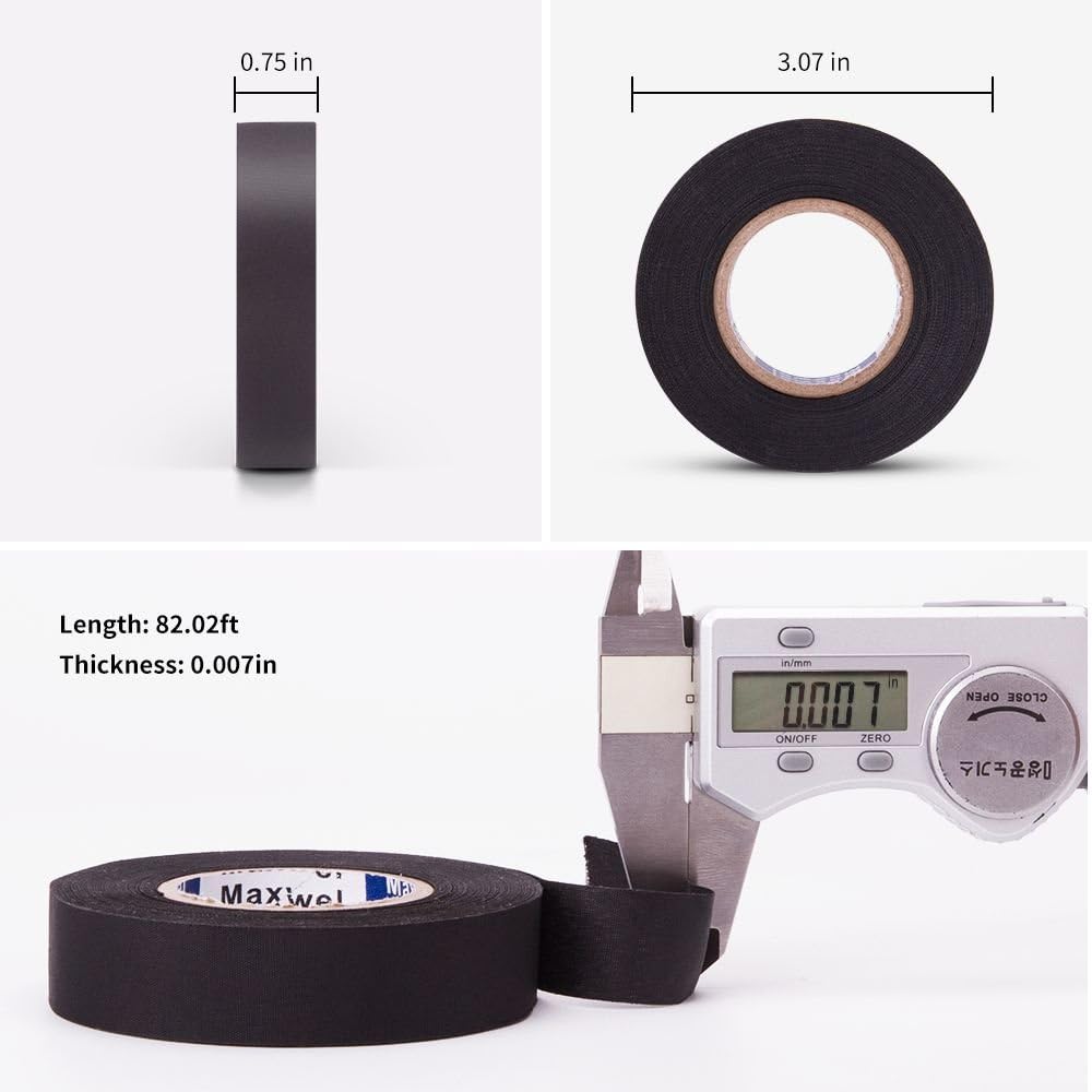 Automotive Wiring Harness Cloth Tape - Maxwel VERSAF51217 Chemical Fiber Cloth High Temp Wire Harness Wrapping Tape for Auto Electrical Wrap, Protection, Insulation 19MM × 25M Pack of 1 Piece: Car Electronics