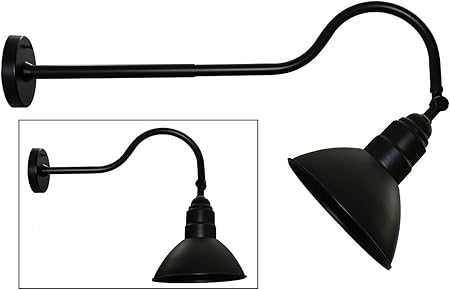 Gooseneck Barn Light Fixture 2 Pack Black Adjustable 10