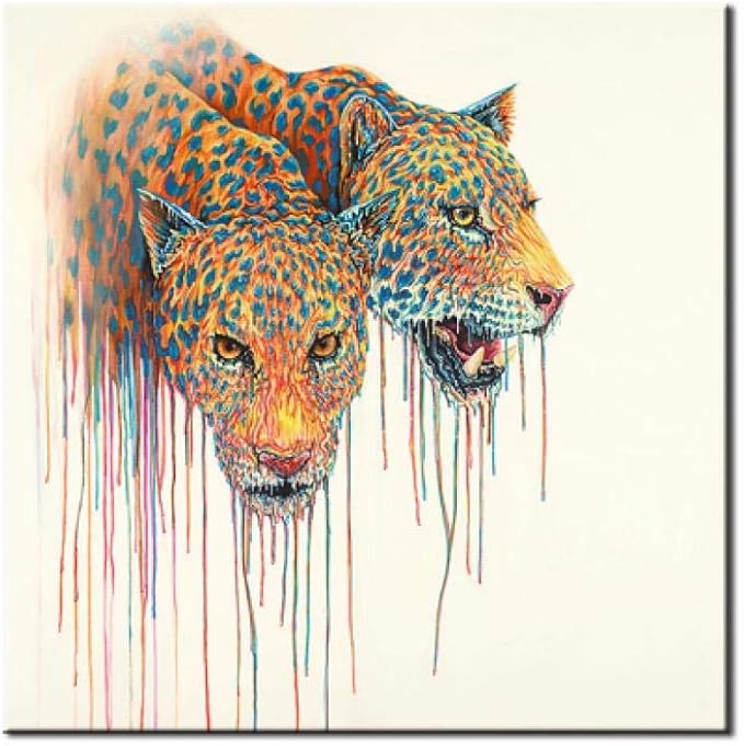 Gtfzjb Pintado A Mano De Animales Abstractos Leopardos Feroces Pinturas