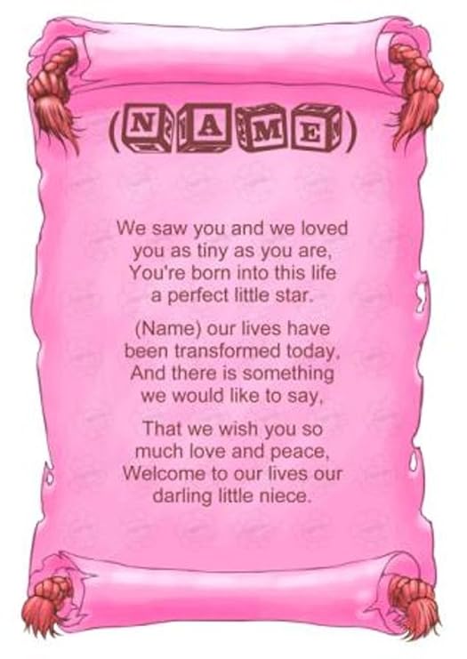 Personalised Poem Baby Niece Gift Print Amazon.co.uk Kitchen & Home