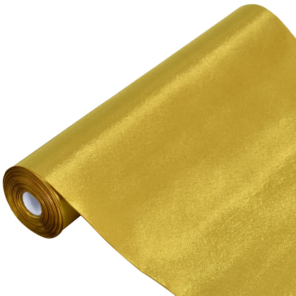 TONIFUL Wide satin ribbon-for Gift Wrapping Christmas Tree Halloween Thanksgiving Wedding Car Chair Pageant Sashes Grand Opening Festival Party Decor-Gold Ribbon-10 Inch X 11yds