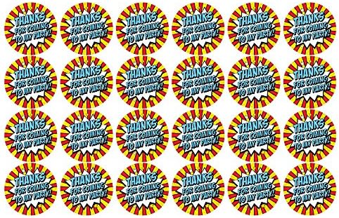 Popart style 'Thanks For Coming To My Party' - 60mm or 30mm diameter party stickers (96 stickers (30mm))