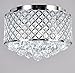 New Galaxy Lighting 4-Light Chrome Finish Round Metal Shade Crystal Chandelier Semi-Flush Mount Ceiling Fixture