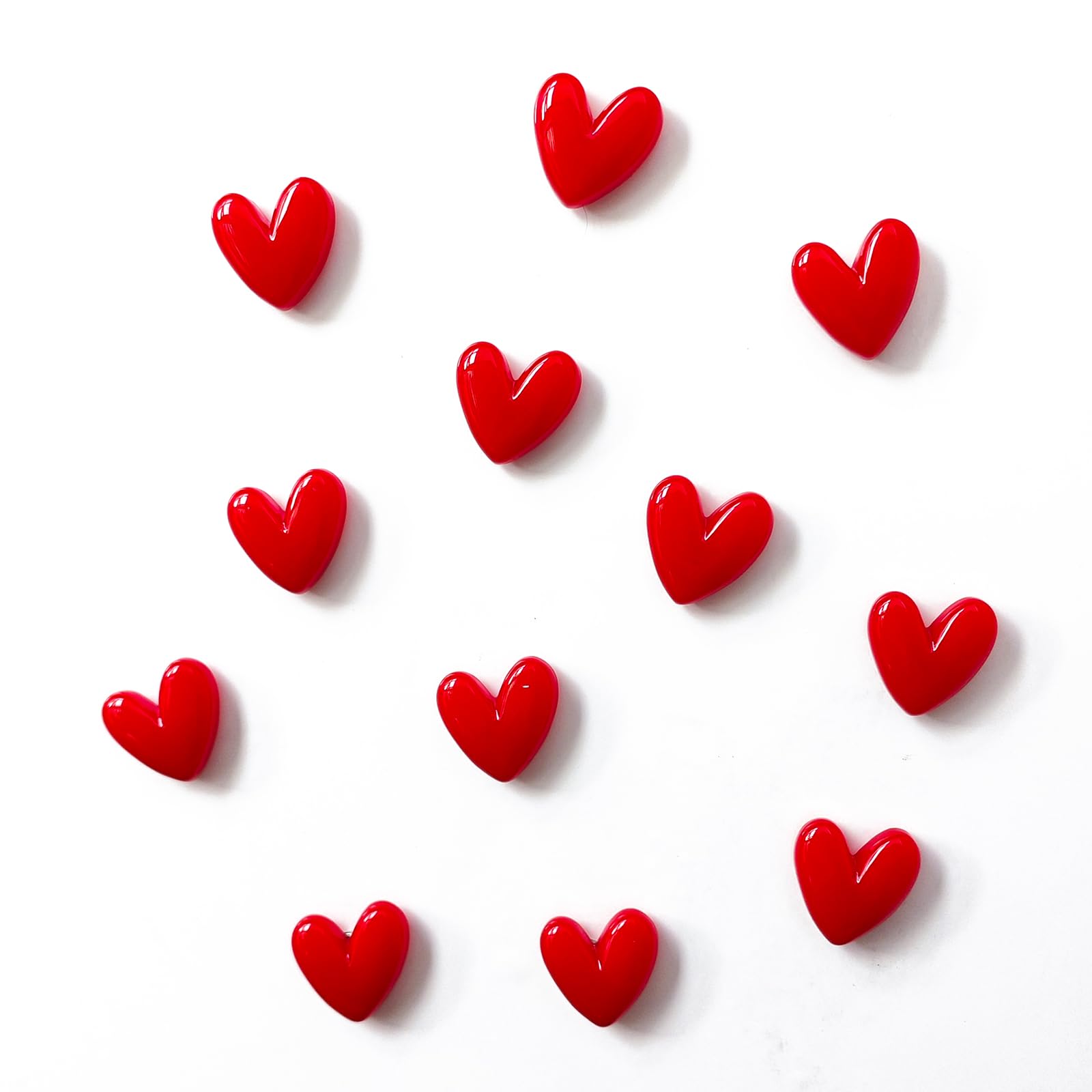 Photo 1 of Janvelle 12PCS Love Heart Refrigerator Magnets Cute Magnet for Fridge 1.07 * 1.07 inch Middle Size Red Color Love Heart Decorative Whiteboard Magnet Set