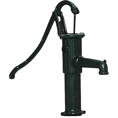Bevo Handpumpe mit Rund-Flansch Länge 44 cm, Höhe 67 cm, Grauguß grün lackiert
