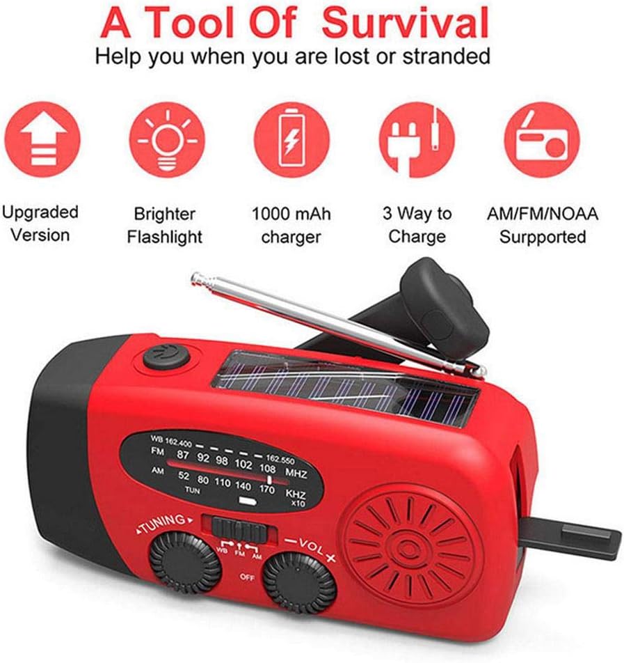 Baiwka Radio Solaire Dynamo, Radio Solaire Portable à Manivelle, AM/FM