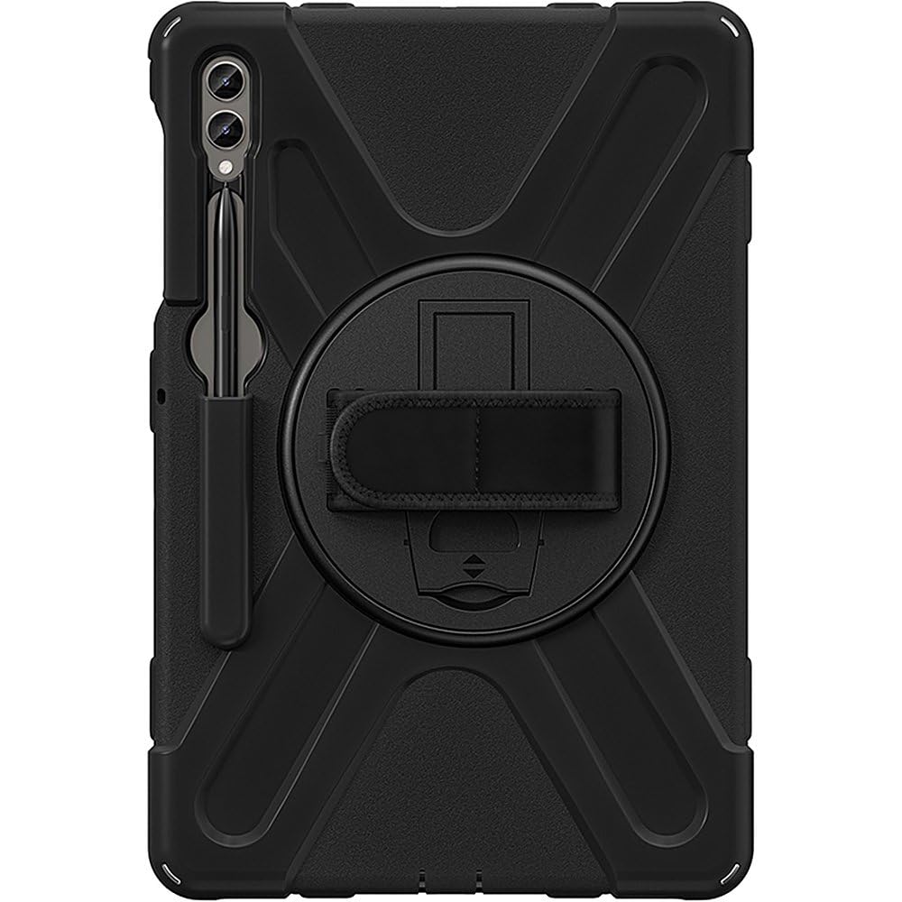 Photo 1 of Sahara Defense-X Series Case for Samsung Galaxy Tab S10+, S9+, S9 FE+, S8+, Black, Rugged Shockproof Protective Cover with Hand Strap, Kickstand, Shoulder Strap, Hard Shell (TB00334)