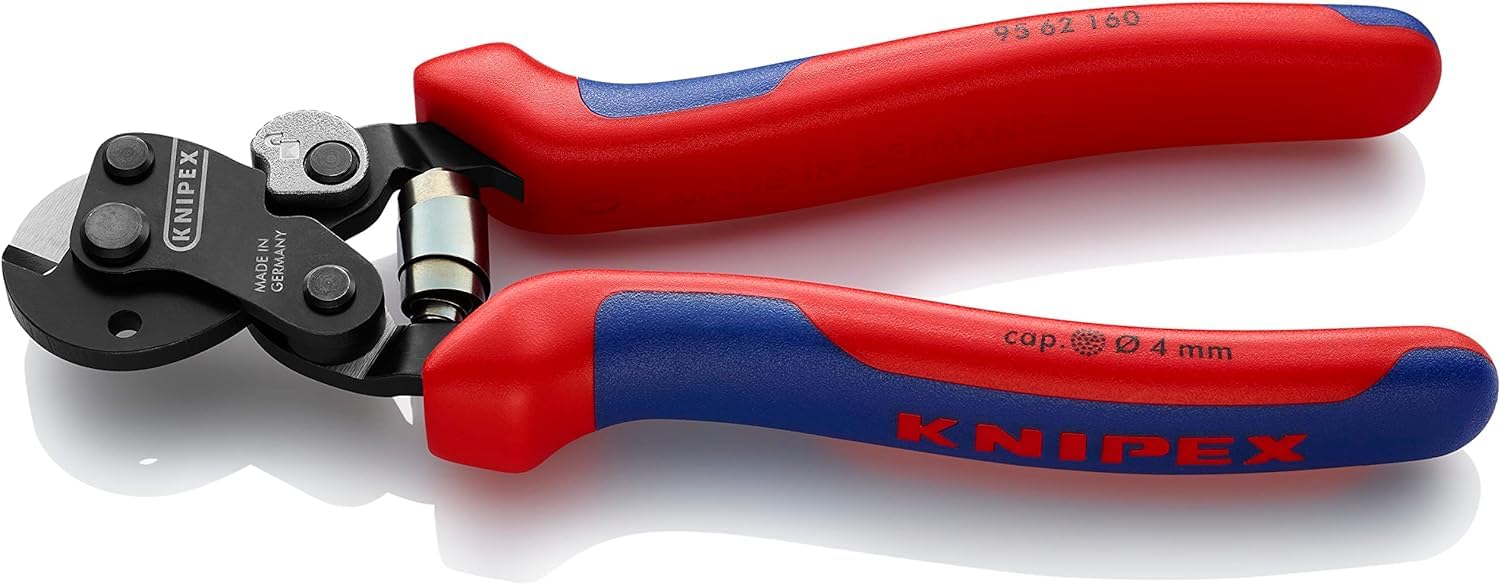 KNIPEX Wire Rope Cutter Also for High-Strength Wire Rope with Multi-Component Handles 160 mm, 95 62 160