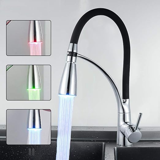 Massives LED Küchenspüle Wasserhahn mit LED-Licht aus Kupfer ziehen