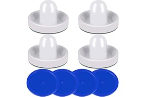 ONE250 Air Hockey Pushers and Red Air Hockey Pucks, Goal Handles Paddles Replacement Accessories for Game Tables (4 Striker, 4 Puck Pack)