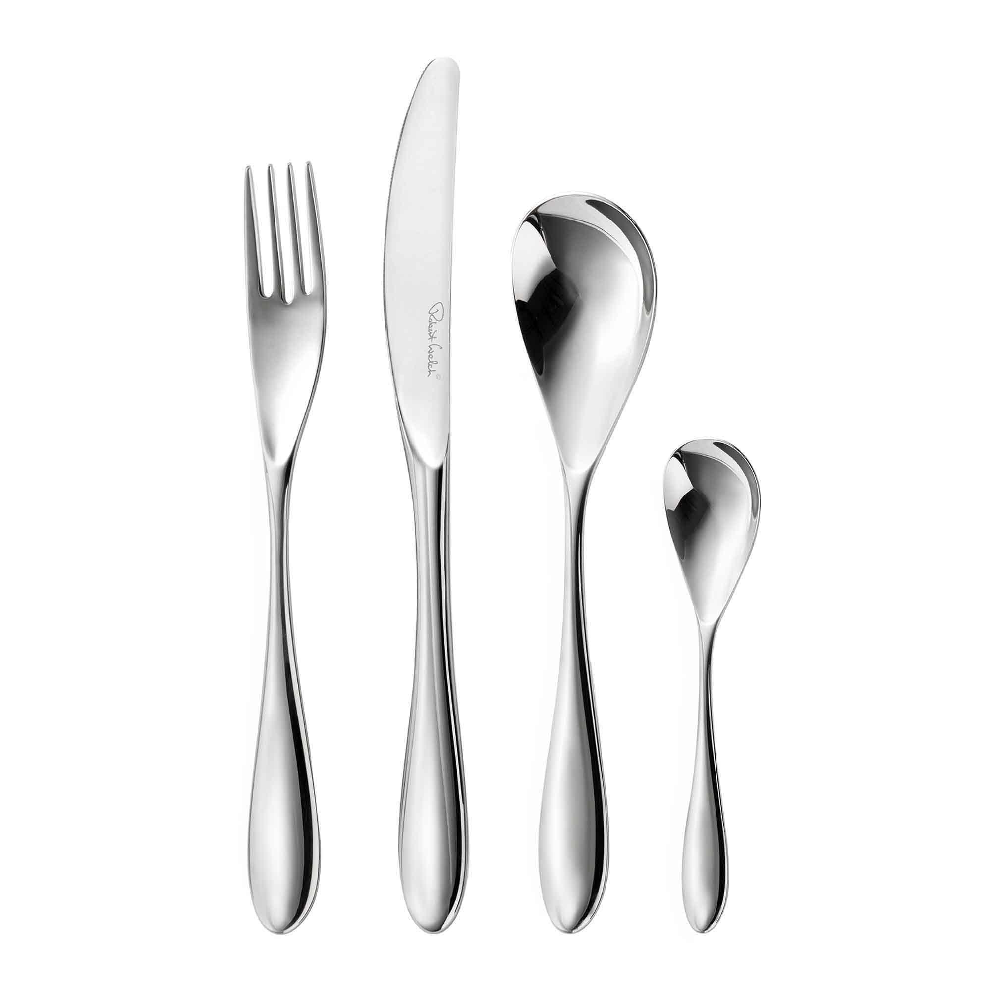Robert Welch Bourton Bright, 24 Piece Cutlery Set for 6 People. Made from Stainless Steel. Dishwasher Safe.