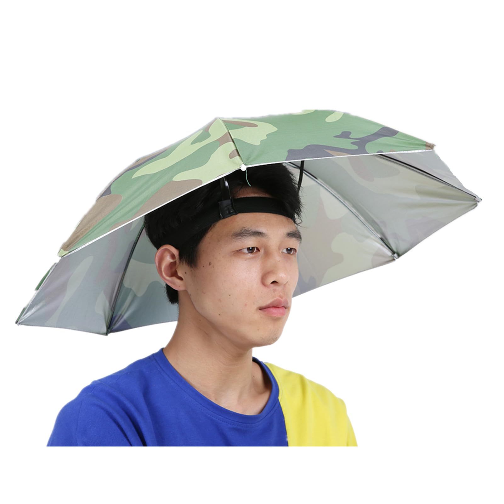 Nikou 65cm UV Protection Windproof Head-Mounted Umbrella Hat - Camouflage Sunshade for Outdoor Activities