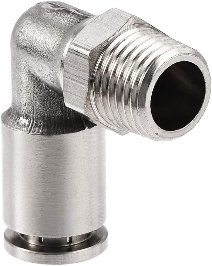 sourcing map Push to Connect Tube Fitting 8mm Tube to 1/4PT Male Elbow L Shape 2Pcs, Copper - Image 4