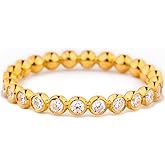 STORYJEWELLERY Gold Plated Rings for Women, Sterling Silver Wedding Bands for Women, Eternity Band Rings, Cubic Zirconia Stackable Ring, Gifts for Her