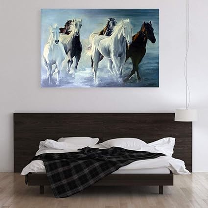 Inephos Unframed Canvas Painting Beautiful Horses Running