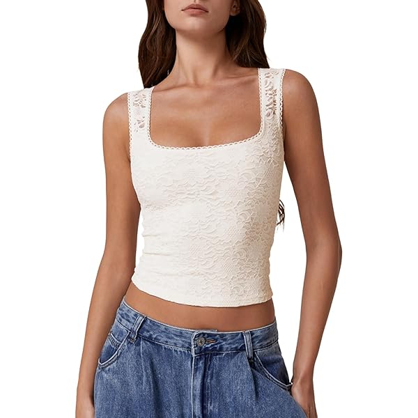 【BEEDEN】　2P CUT TOPS QINSEN Sleeveless Summer Tops for Women Square Neck Double