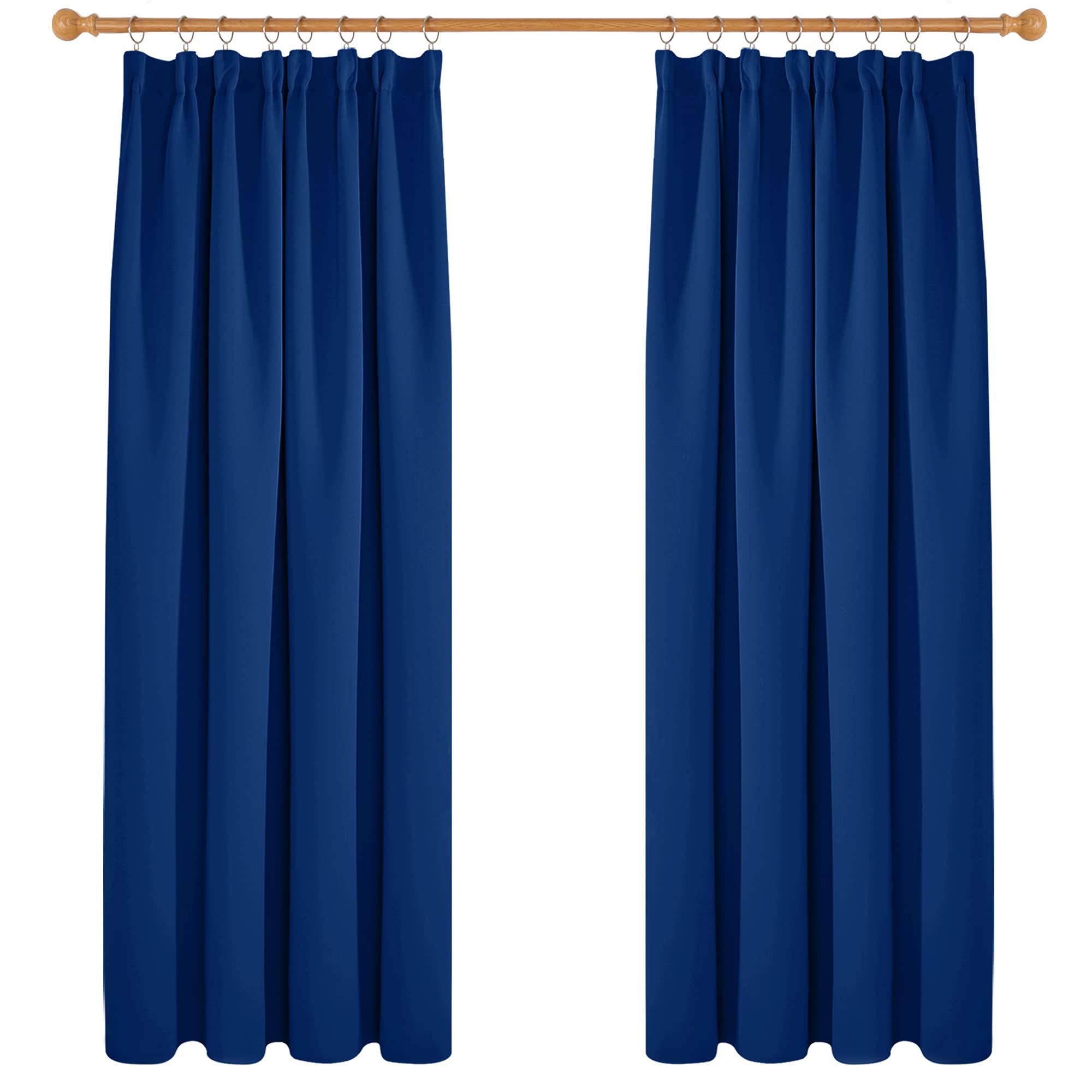 Deconovo Bedroom Curtains Super Soft Thermal Insulated Energy Saving Blackout Curtains Pencil Pleat Window Treatment for Boys 52x72 Inch Blue 2 Panels