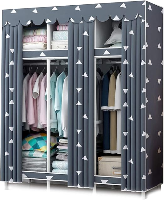 BYCDD Armario Ropero Tela, Tubo de Acero Portátil Resistente al Polvo Cubierta de Tela Lavable