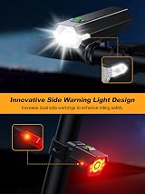 Glangeh Upgraded Bike Lights Front Back 1000 Lumen 7 LEDs IP65 USB view 2