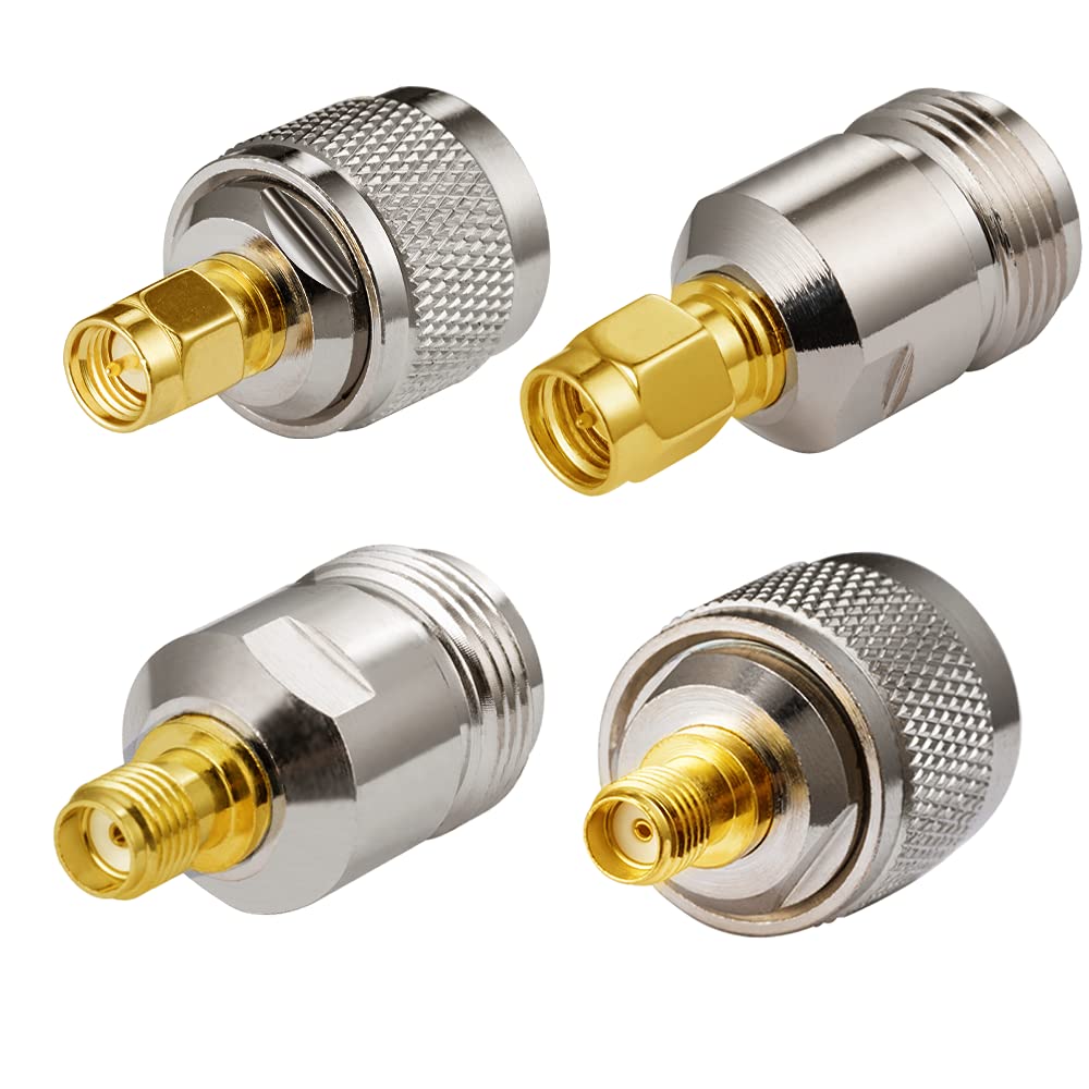 Vecys SMA to N-Type Adapter SMA to N-Type Adapter 4 Kit for Wi-Fi Antenna Cable WLAN WLAN Router (4 pieces)