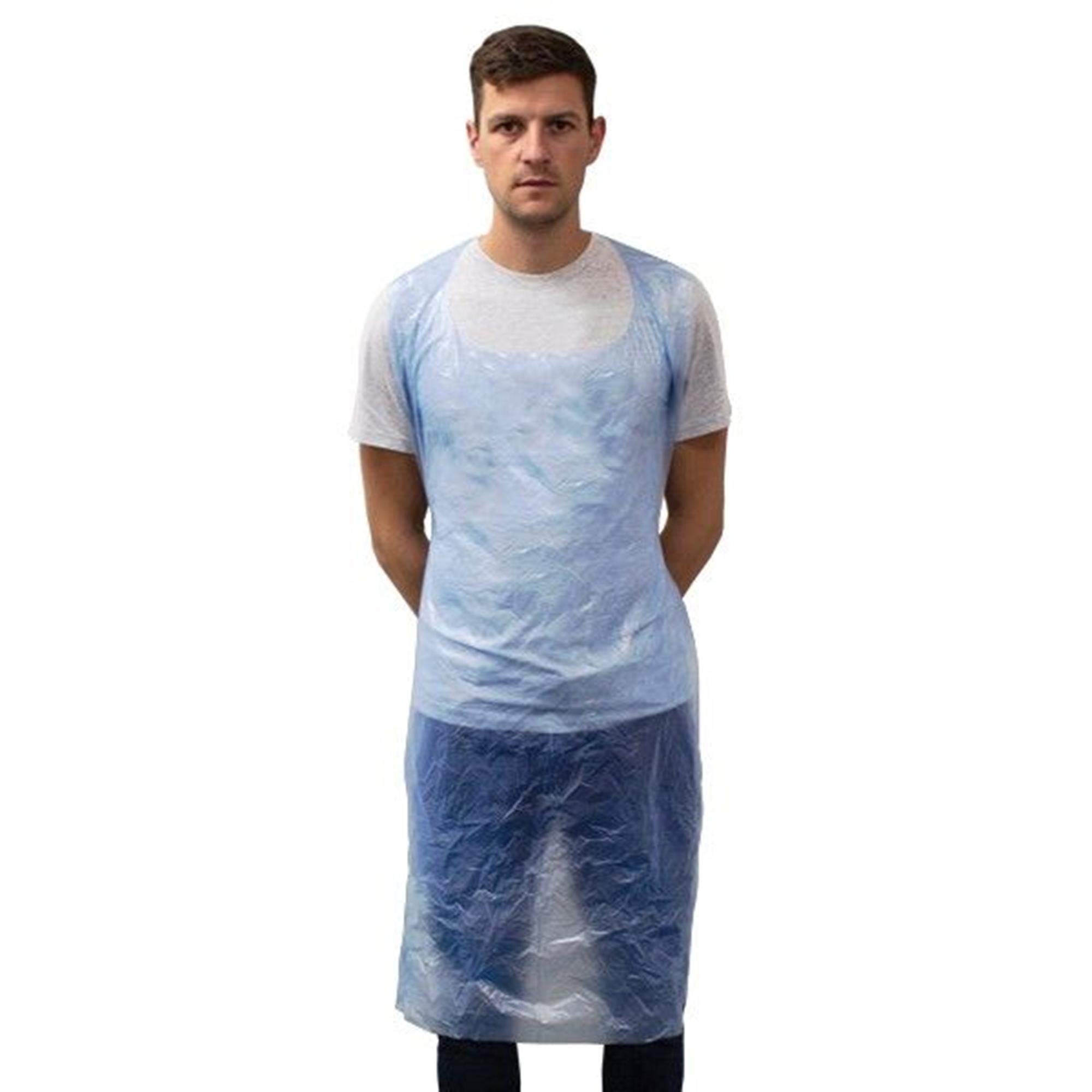 Disposable Polythene Aprons Flat Packed - 9 microns - Pack of 100 (Blue)