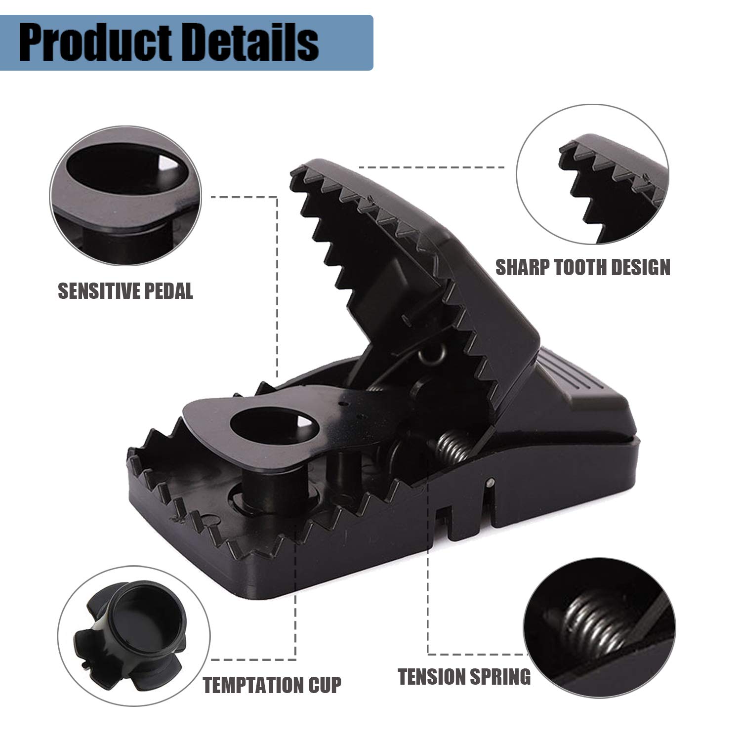 Soontrans 8 Stück Mausefalle Schlagfalle Wiederverwendbar Naturköder Mäusefallen Schnell Tötend Super Empfindlich Rattenfalle