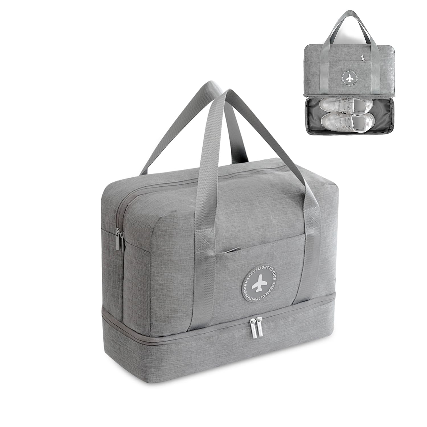 FANDARE Travel Duffel Bag for Women & Men Waterproof Overnight Weekend Bag Lightweight Travel Luggage Bag for Sports, Gym, Vacation Gray