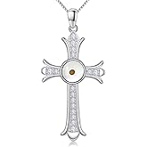 TwoAnts Mustard Seed Cross Necklace 925 Sterling Silver Christian Faith Pendant Necklace Inspirational Religious Necklace Christian Jewelry Gift for Women