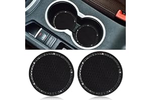 SUNCARACCL Car Cup Holder Coaster, 2 Pack Universal Bling Vehicle Insert (2.75" Diameter), Crystal Rhinestone Car Interior Accessories (Black with Black Diamond).