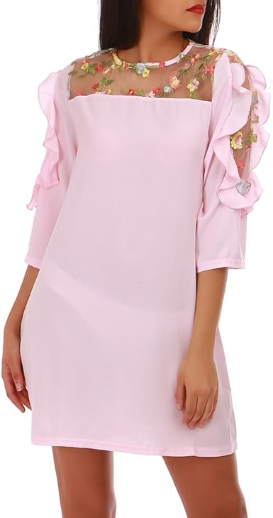 La Modeuse Robe Droite Avec Présence De Volants Sur Les