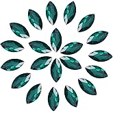 SWTHONY 13x27mm Crystal Big Rhinestones Pointback Horse Eye Shaped Gem Stones for Crafts Jewelry Making Dress Shoes Glass Beads 48pcs Green