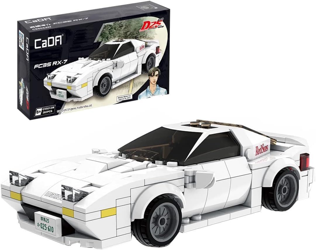 APRILA Sports Car Building Kit, 282Pcs Racing Car Model Building Set for D Mazda FC3S RX-7, Super Collectible Vehicle Model for Toyota Construction Set, Compatible with Major Brand