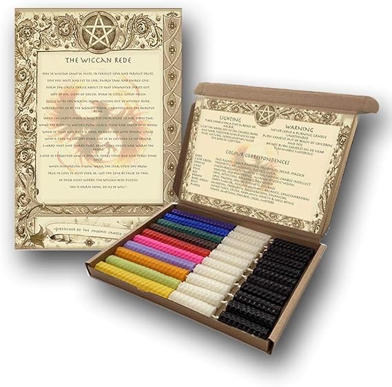 Phoenix Candle Company 30 Spell Candles Set MultiColoured Natural