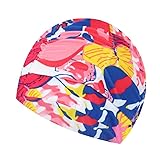 Ewanda store Colorful Pleated Nylon Cloth Swim Cap