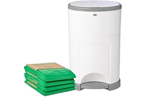 Diaper Dekor EKO Classic Diaper Pail Gift Set, White ONLY Eco-Friendly Diaper Pail Made with 70% Recycled Materials Comes with up to a Year's Supply Worth of Diaper Dekor Refills!