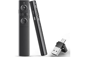 IGBRIRANT Presentation Clicker Wireless Slide Remote for Powerpoint Presentations, 2-in-1 USB C/A Rechargeable Presenter Sideshow Advancer with Volume Control/Hyperlink for MAC/Computer/Laptop Round Slim
