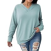 DOLNINE Plus-Size-Sweatshirts for Women Fall Casual V Neck Long Sleeve Tops Winter Loose Fit Pullover Tunics