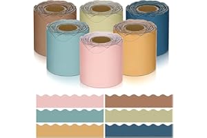 XUANZHI 6 Rolls Colorful Classroom Borders, 196.8 ft Scalloped Bulletin Board Borders Trim, Bulletin Board Scalloped Bulletin