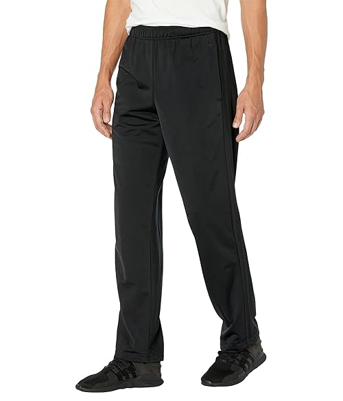 adidas Men's Essentials Warm-up Open Hem 3-stripes Tracksuit Bottoms, Black/Black, Medium Tall