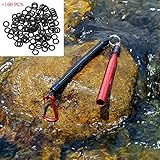 SF Red Wacky Worm Senkos Rig Tool Kit with 100 PCS Black Wacky Rings for 4&5