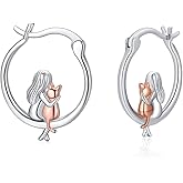 CHENGHONG Animal Earrings 925 Sterling Silver Hedgehog/Cat/Raccoon/Mermaid/Panda Hoop Earrings Hypoallergenic Hoop Huggie Earrings Animal Jewelry Gifts for Women