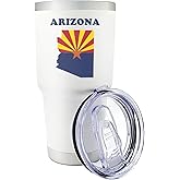 Palm City Products Premium 30 oz White Tumbler with Slider Lid - Arizona Map Design - Perfect for Coffee, Travel, and Gifts - Ideal for Arizona Enthusiasts and Souvenir Collectors
