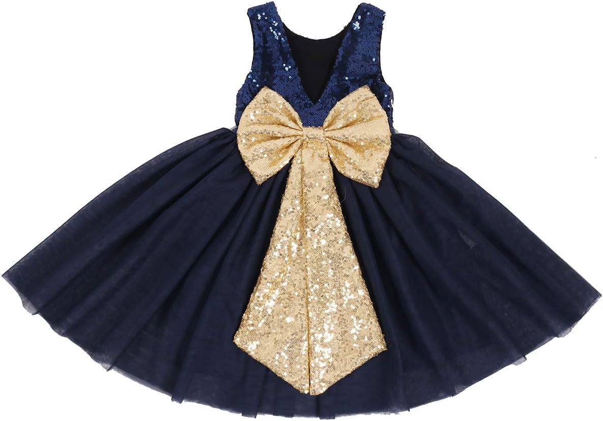Flower Girl Dress Baby Toddlers Sequin Dress Tutu Kids Party Dress Bridesmaid Wedding Gown