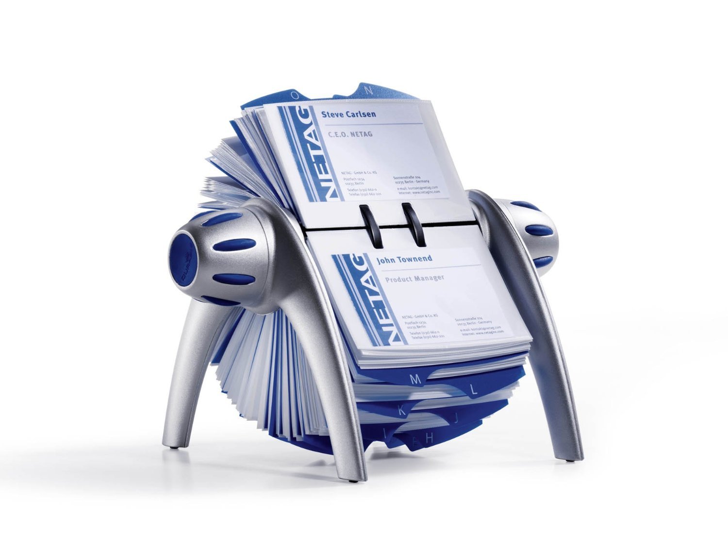 Durable 241723 Visifix Flip Rotary File with 200 Pockets for 400 Business Cards - Silver